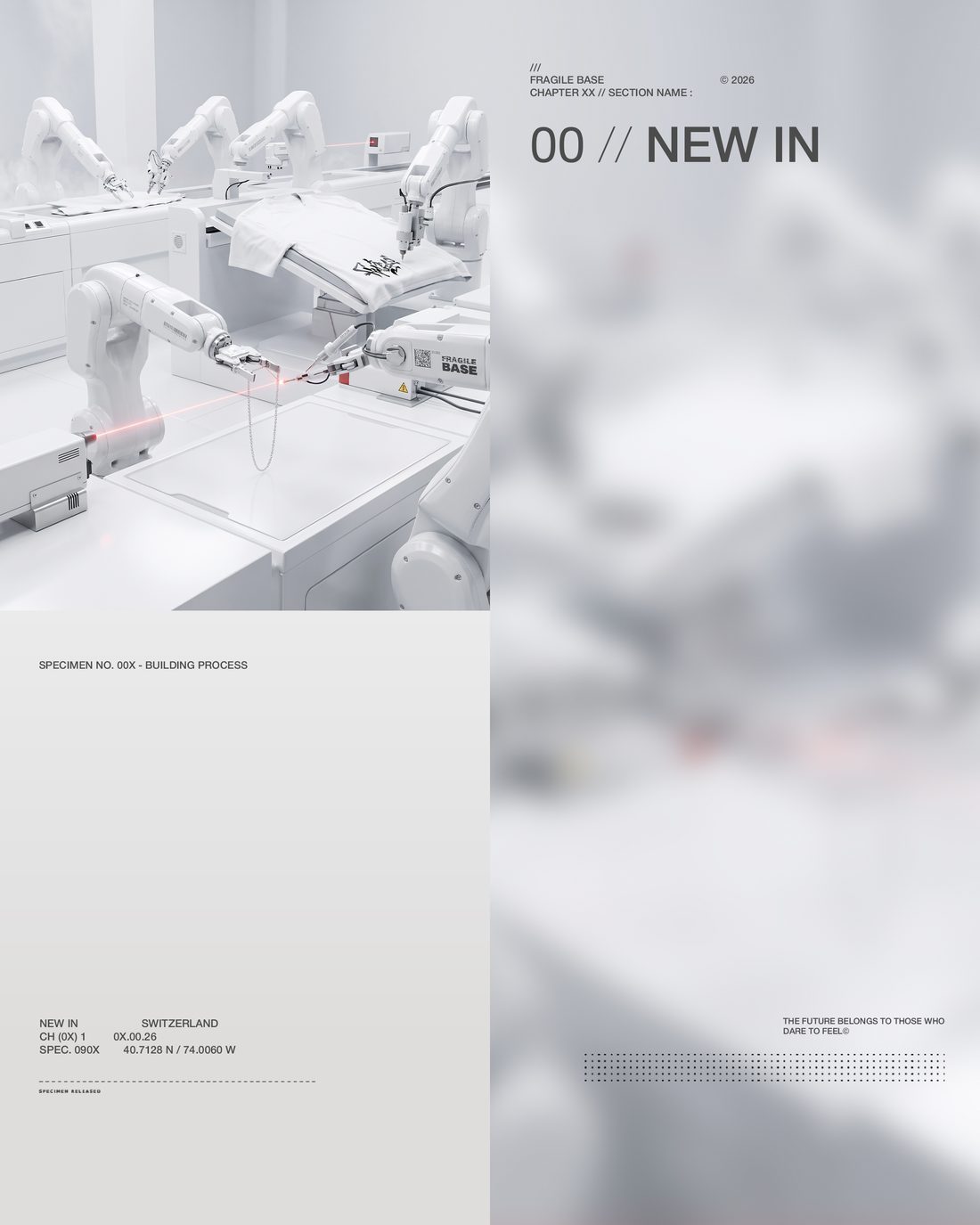 Affiche 00 New In, laboratoire blanc